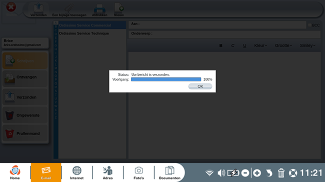 voortgang van de e-mailversending